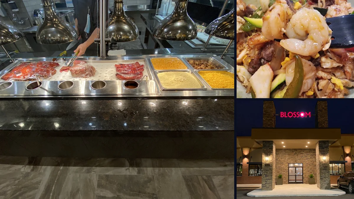 Sushi and hibachi dishes on display.